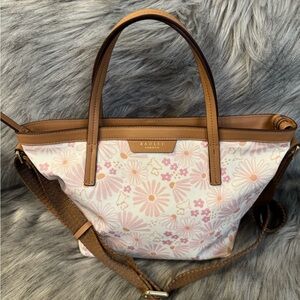 Radley London Pink and Tan Floral Satchel/Crossbody Bag